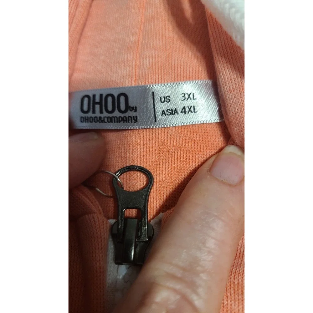 New OHOO Coral Zip-Up Short Sleeve‎ Jacket With Pockets Size  XXXL